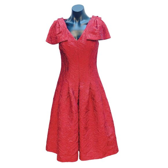 Teri Jon Rickie Freeman  Exclusive Textured A-Line Dress Short Sleeves Size 4 - Picture 1 of 9